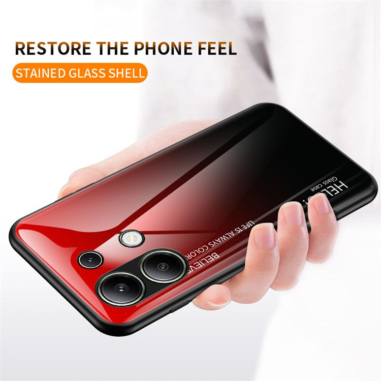 For Xiaomi Redmi Note 13 4G Shockproof Tempered Glass Case Anti-Scratch Cell Phone Cover - Gradient Yellow