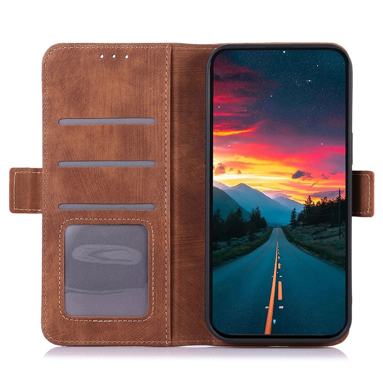 ABEEL For Samsung Galaxy Xcover 5 Phone Stand Case Retro PU Leather Protective Cover - Brown
