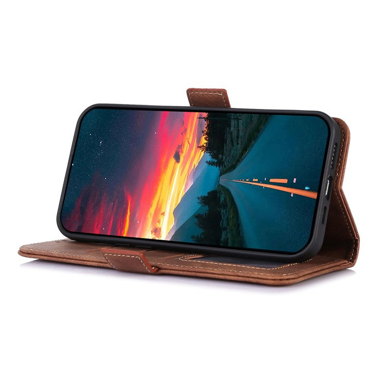 ABEEL For Samsung Galaxy Xcover 5 Phone Stand Case Retro PU Leather Protective Cover - Brown