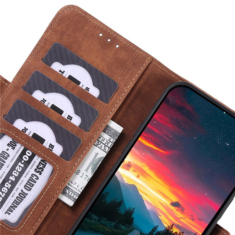 ABEEL For Samsung Galaxy Xcover 5 Phone Stand Case Retro PU Leather Protective Cover - Brown