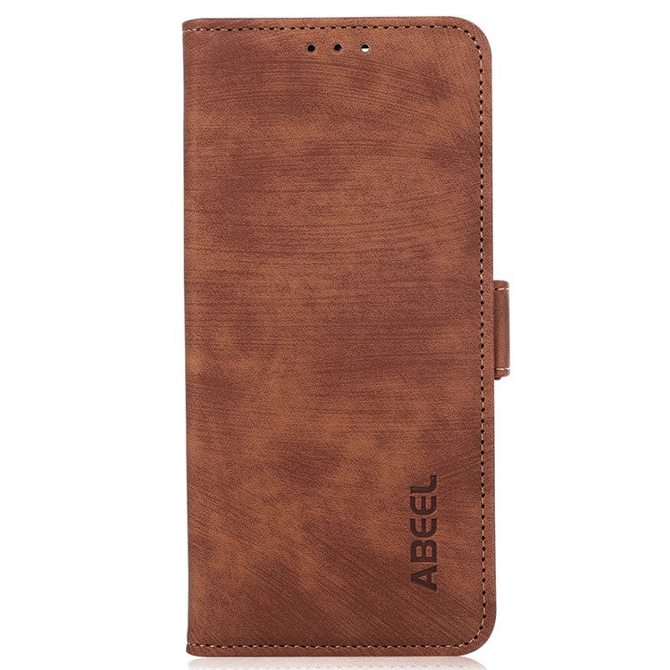 ABEEL For Samsung Galaxy Xcover 5 Phone Stand Case Retro PU Leather Protective Cover - Brown