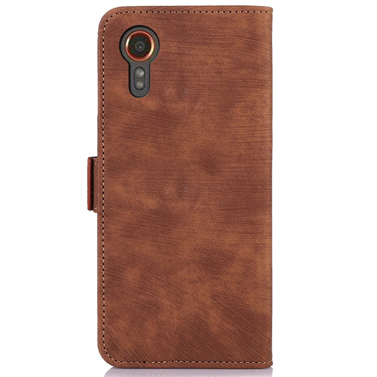 ABEEL For Samsung Galaxy Xcover 5 Phone Stand Case Retro PU Leather Protective Cover - Brown
