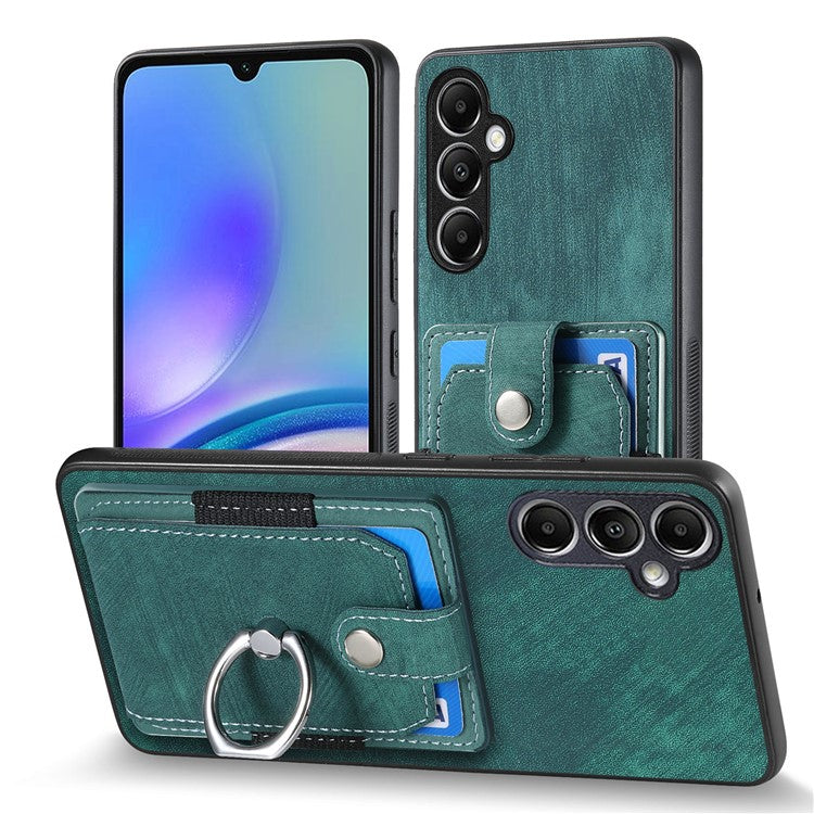 D2 For Samsung Galaxy A54 5G Phone Case Vintage Texture Ring Holder Kickstand Anti-fall Cover - Green