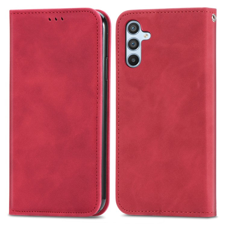 For Samsung Galaxy A55 5G Case Card Slots Skin-touch Leather Flip Phone Cover - Red