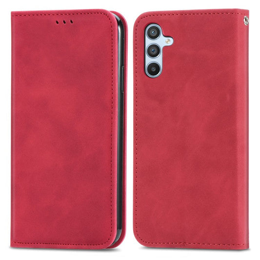 For Samsung Galaxy A55 5G Case Card Slots Skin-touch Leather Flip Phone Cover - Red