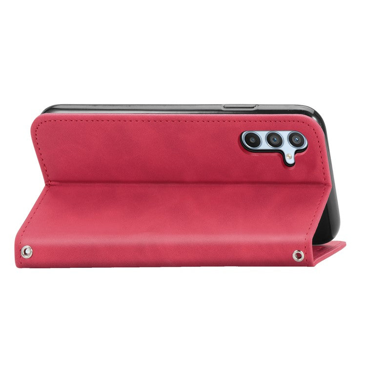 For Samsung Galaxy A55 5G Case Card Slots Skin-touch Leather Flip Phone Cover - Red
