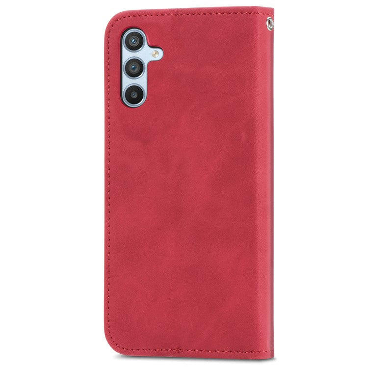 For Samsung Galaxy A55 5G Case Card Slots Skin-touch Leather Flip Phone Cover - Red