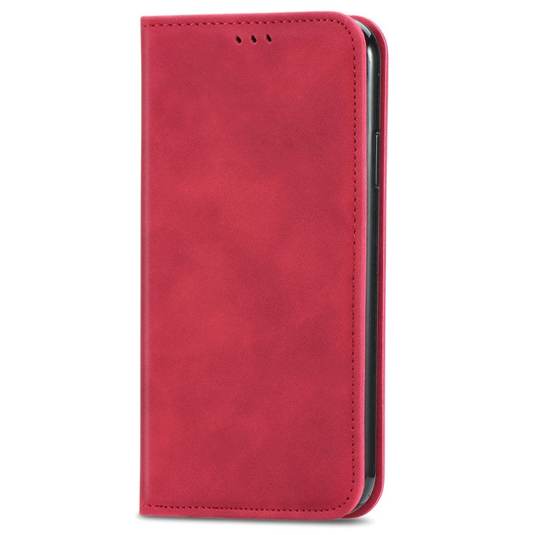 For Samsung Galaxy A55 5G Case Card Slots Skin-touch Leather Flip Phone Cover - Red
