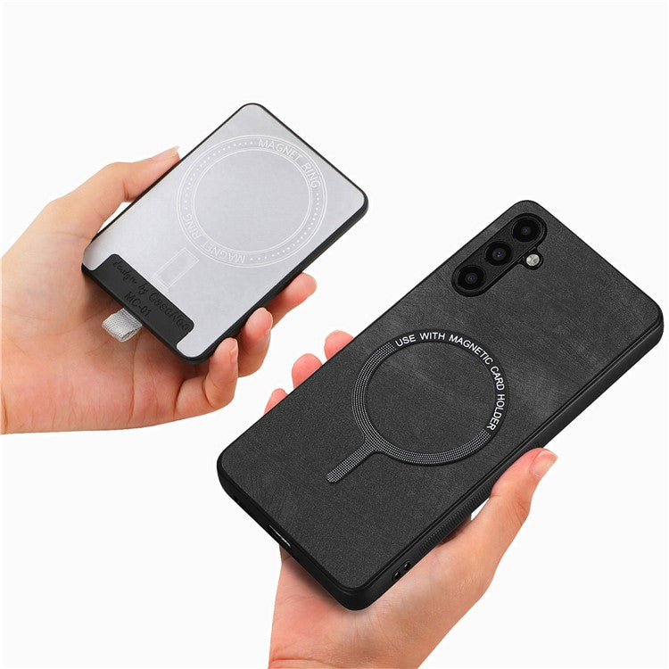 D7 For Samsung Galaxy A35 5G Kickstand Case Detachable Card Holder Retro Phone Cover - Black