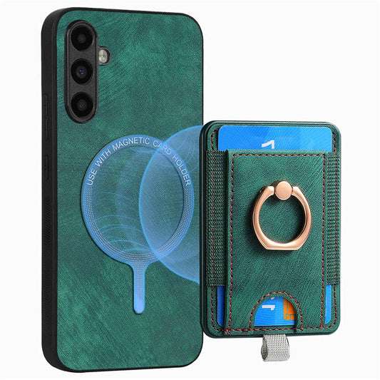 D7 For Samsung Galaxy A14 5G / A14 4G Phone Cover Detachable Card Slot Magnetic Case - Green