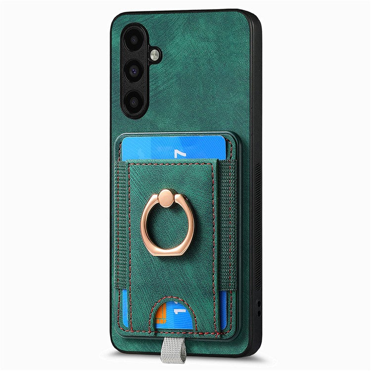 D7 For Samsung Galaxy A14 5G / A14 4G Phone Cover Detachable Card Slot Magnetic Case - Green