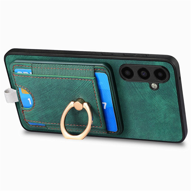 D7 For Samsung Galaxy A14 5G / A14 4G Phone Cover Detachable Card Slot Magnetic Case - Green