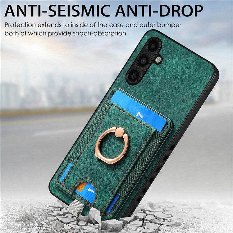 D7 For Samsung Galaxy A14 5G / A14 4G Phone Cover Detachable Card Slot Magnetic Case - Green