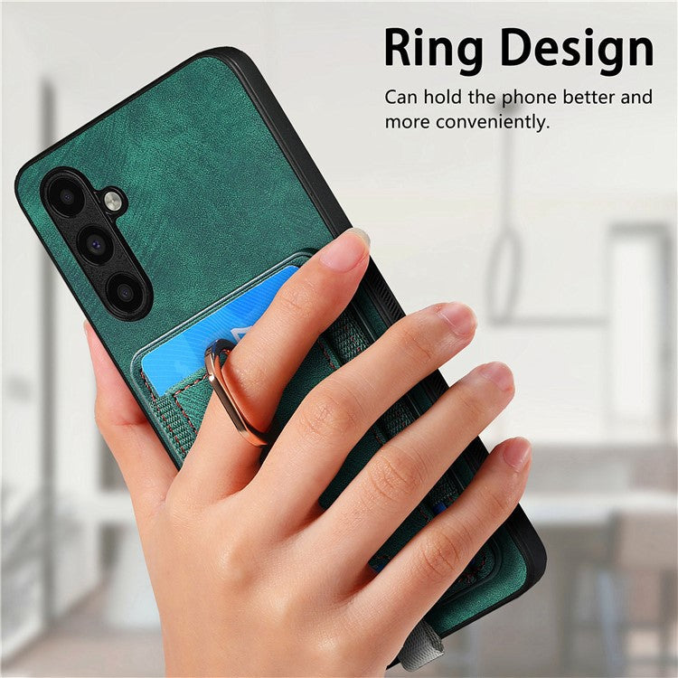 D7 For Samsung Galaxy A14 5G / A14 4G Phone Cover Detachable Card Slot Magnetic Case - Green