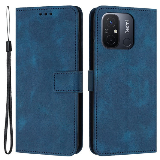 For Xiaomi Redmi 12C 4G Case Folio Bookstytle Skin-touch PU Leather Phone Cover - Blue