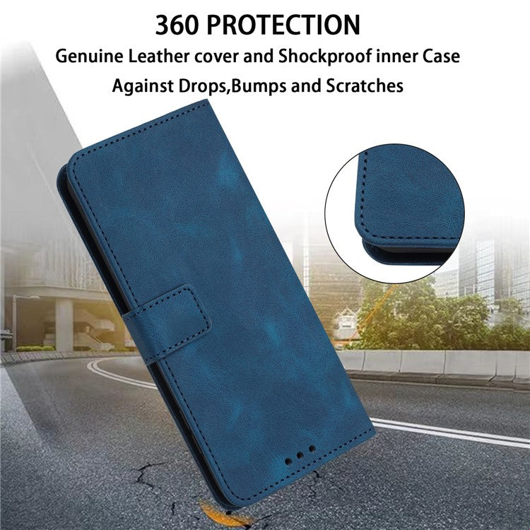 For Xiaomi Redmi 12C 4G Case Folio Bookstytle Skin-touch PU Leather Phone Cover - Blue