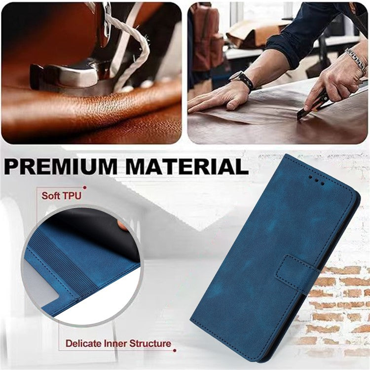 For Xiaomi Redmi 12C 4G Case Folio Bookstytle Skin-touch PU Leather Phone Cover - Blue