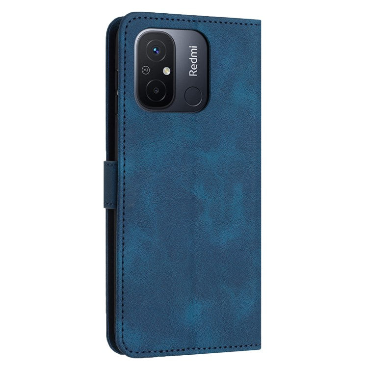 For Xiaomi Redmi 12C 4G Case Folio Bookstytle Skin-touch PU Leather Phone Cover - Blue