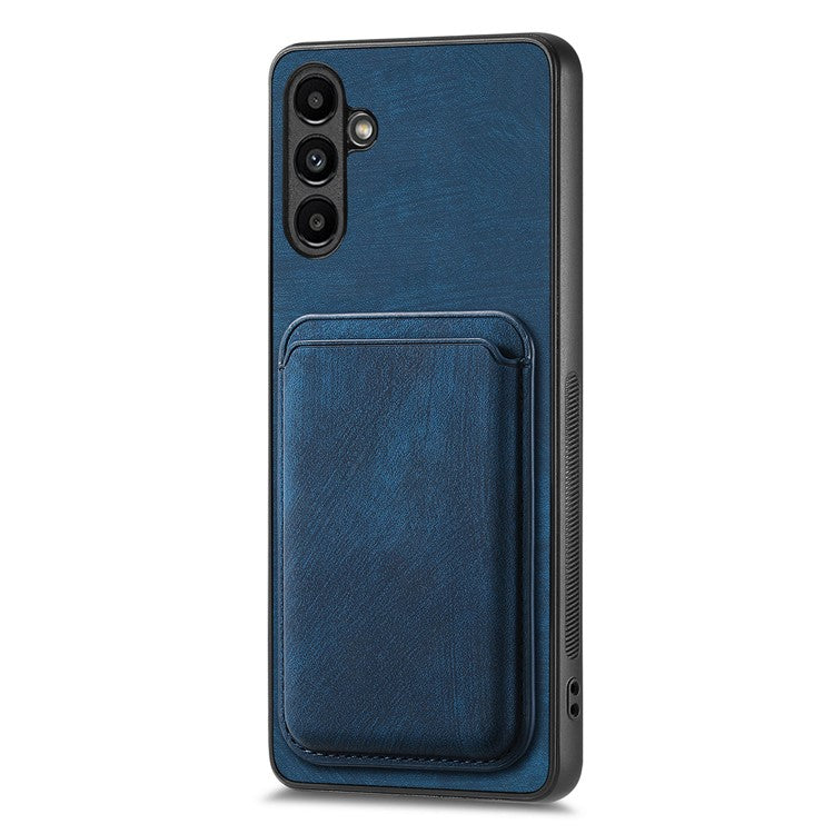 D12 For Samsung Galaxy A55 5G Case Leather+TPU Magnetic Card Holder Phone Back Cover - Blue