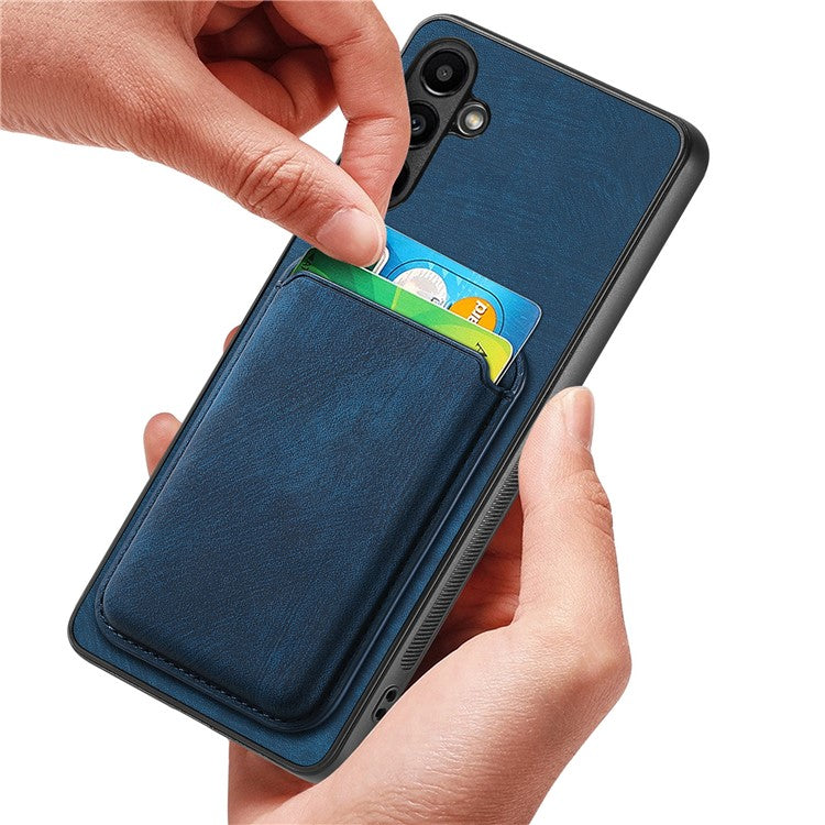 D12 For Samsung Galaxy A55 5G Case Leather+TPU Magnetic Card Holder Phone Back Cover - Blue