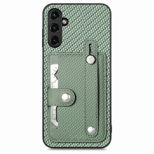 C1-01 For Samsung Galaxy A35 5G Drop Resistant Card Holder Leather Coating Phone Cover - Green