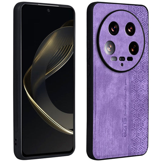 AZNS For Xiaomi 14 Ultra Case Pattern Leather+TPU Drop Protection Phone Cover - Purple