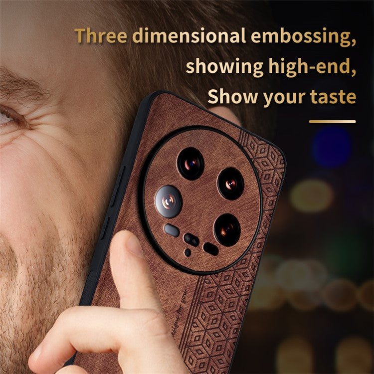 AZNS For Xiaomi 14 Ultra Case Pattern Leather+TPU Drop Protection Phone Cover - Purple