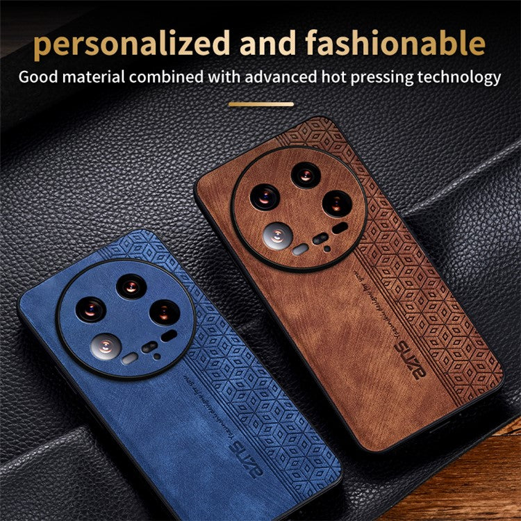 AZNS For Xiaomi 14 Ultra Case Pattern Leather+TPU Drop Protection Phone Cover - Purple
