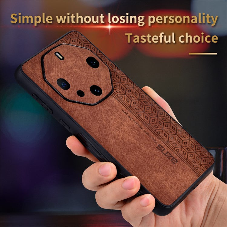 AZNS For Huawei Mate 60 RS Ultimate Cell Phone Case Leather+TPU Imprinted Pattern Cover - Brown
