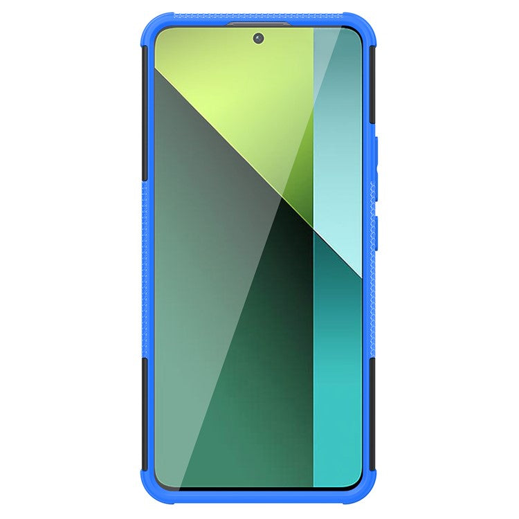 For Xiaomi Redmi Note 13 Pro 5G / Poco X6 5G Case PC+TPU Tyre Pattern Phone Cover with Kickstand - Blue