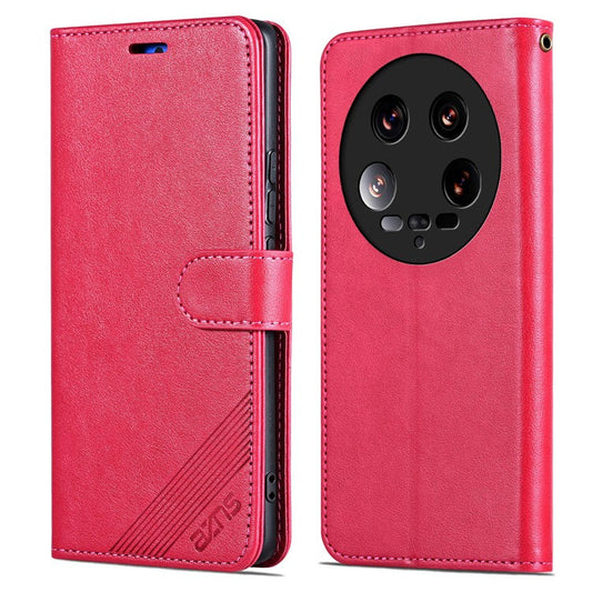 AZNS For Xiaomi 14 Ultra Case Stand Wallet Shockproof Leather Phone Cover - Red