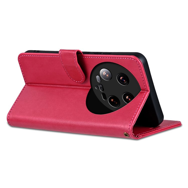 AZNS For Xiaomi 14 Ultra Case Stand Wallet Shockproof Leather Phone Cover - Red