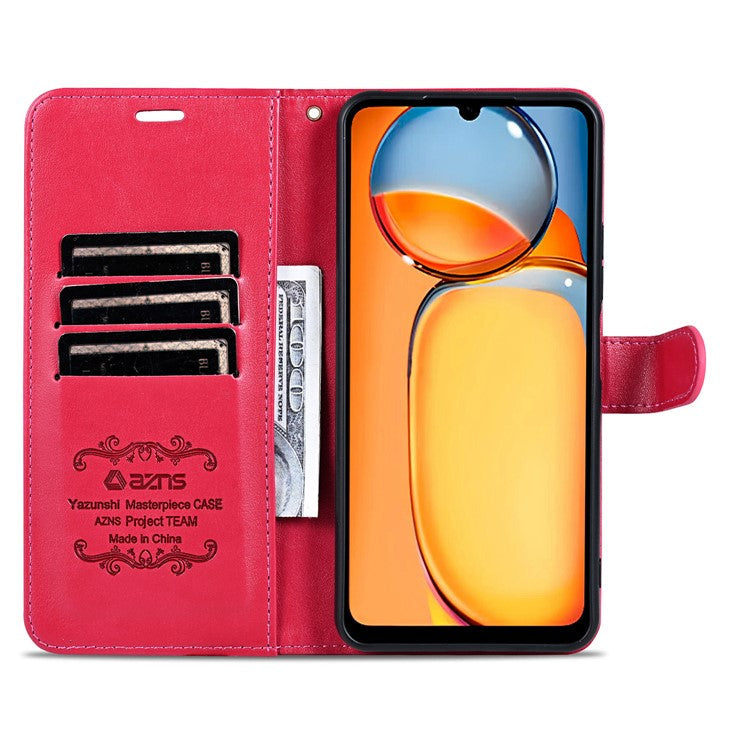 AZNS For Huawei Enjoy 70z Leather Case Wallet Card Slots Protective Phone Cover - Red