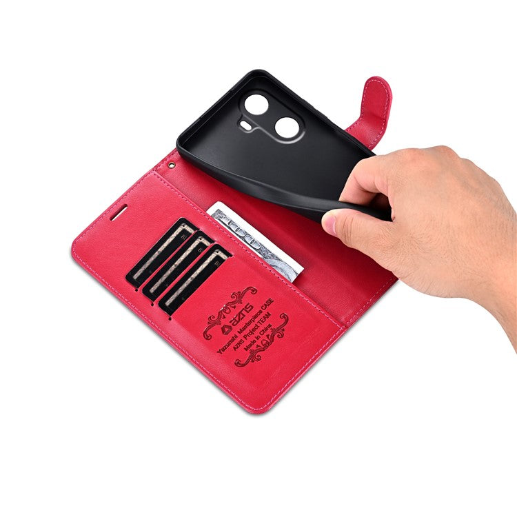 AZNS For Huawei Enjoy 70z Leather Case Wallet Card Slots Protective Phone Cover - Red