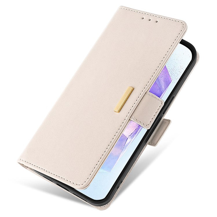 For Samsung Galaxy A55 5G Case RFID Blocking Phone Wallet Cover with 2 Straps - White