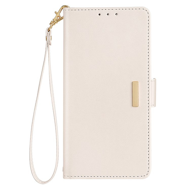 For Samsung Galaxy A55 5G Case RFID Blocking Phone Wallet Cover with 2 Straps - White