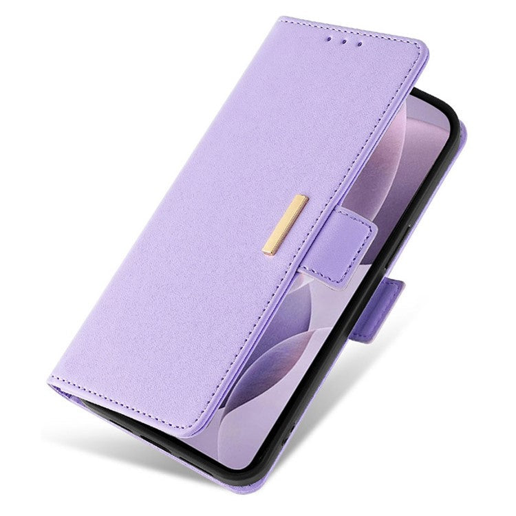 For Samsung Galaxy M54 5G Phone Case RFID Blocking Wallet Cover with Wrist Strap - Purple