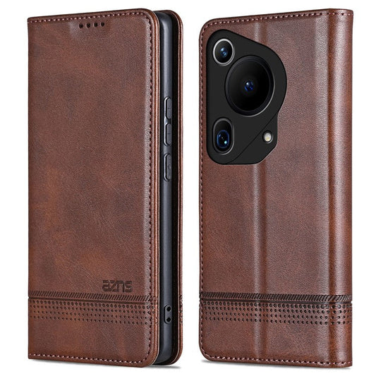 AZNS For Huawei Pura 70 Ultra Case PU Leather Magnetic Closure Shockproof Flip Phone Cover - Coffee