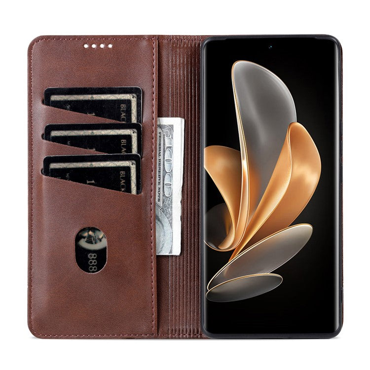 AZNS For Huawei Pura 70 Ultra Case PU Leather Magnetic Closure Shockproof Flip Phone Cover - Coffee
