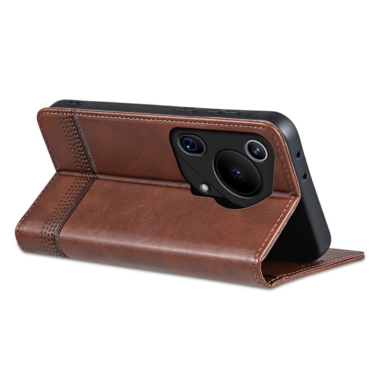 AZNS For Huawei Pura 70 Ultra Case PU Leather Magnetic Closure Shockproof Flip Phone Cover - Coffee