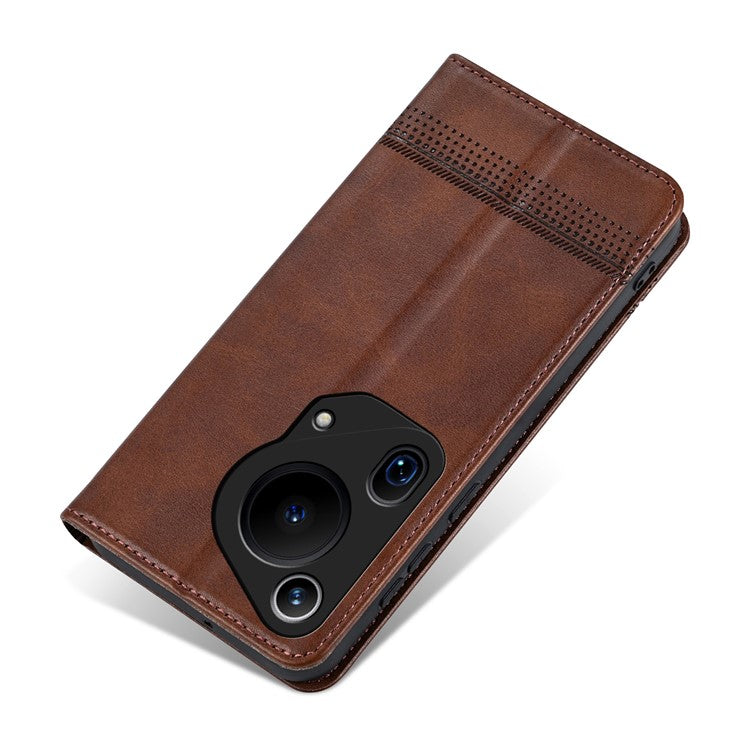 AZNS For Huawei Pura 70 Ultra Case PU Leather Magnetic Closure Shockproof Flip Phone Cover - Coffee