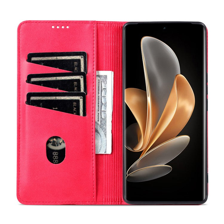 AZNS For Huawei Pura 70 Ultra Case PU Leather Magnetic Closure Shockproof Flip Phone Cover - Red