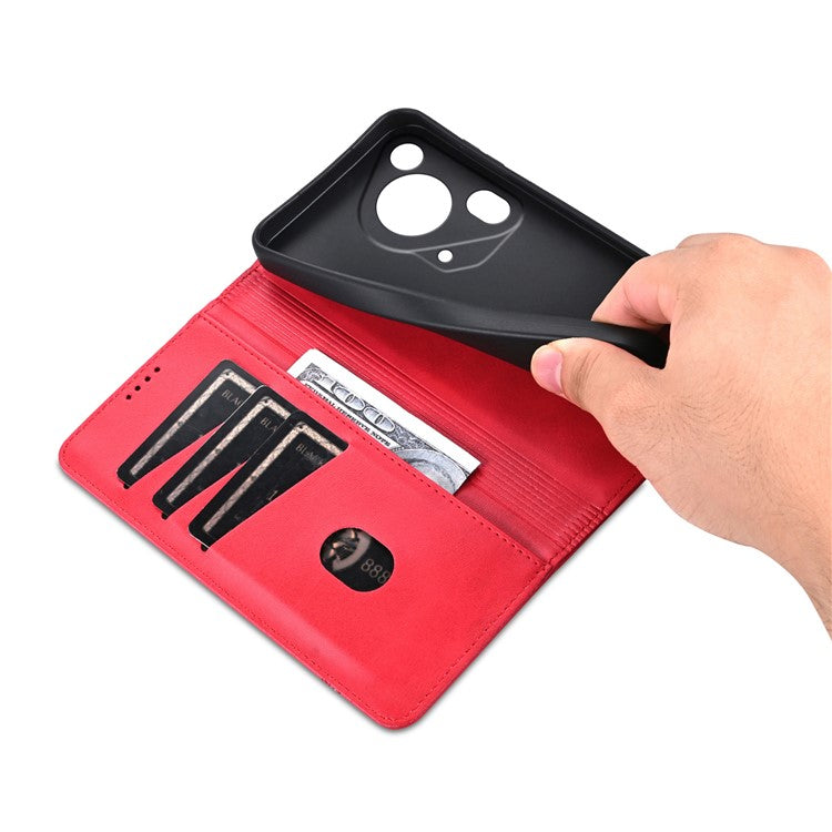AZNS For Huawei Pura 70 Ultra Case PU Leather Magnetic Closure Shockproof Flip Phone Cover - Red