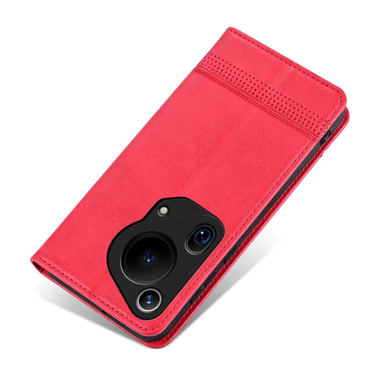AZNS For Huawei Pura 70 Ultra Case PU Leather Magnetic Closure Shockproof Flip Phone Cover - Red