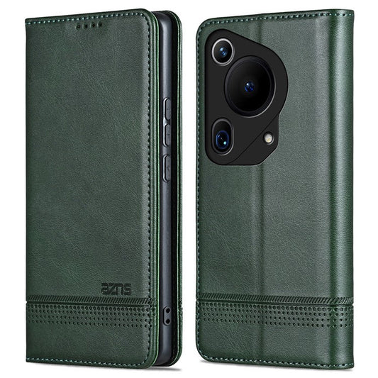 AZNS For Huawei Pura 70 Ultra Case PU Leather Magnetic Closure Shockproof Flip Phone Cover - Green