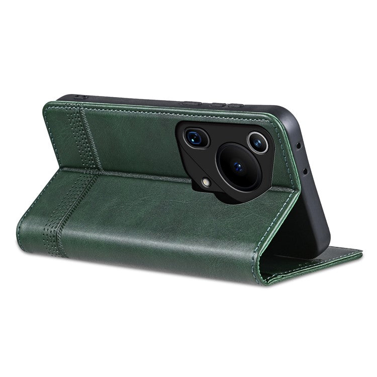 AZNS For Huawei Pura 70 Ultra Case PU Leather Magnetic Closure Shockproof Flip Phone Cover - Green