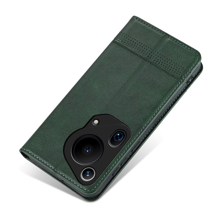 AZNS For Huawei Pura 70 Ultra Case PU Leather Magnetic Closure Shockproof Flip Phone Cover - Green