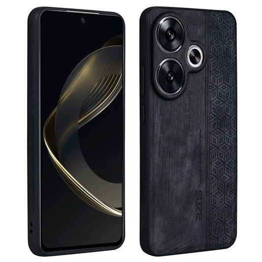 AZNS For Xiaomi Redmi Turbo 3 5G / Poco F6 5G Case PU Leather Coated TPU Imprinted Phone Cover - Black