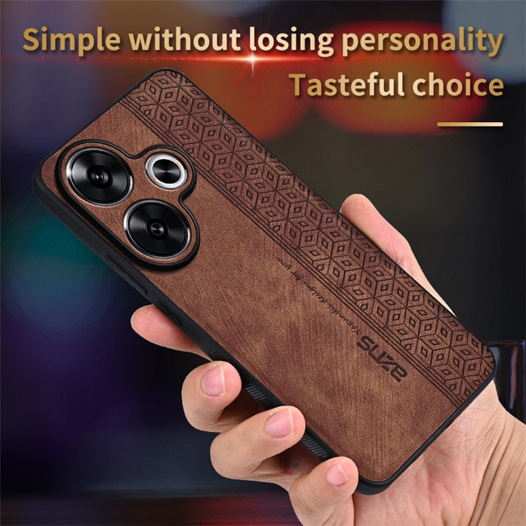AZNS For Xiaomi Redmi Turbo 3 5G / Poco F6 5G Case PU Leather Coated TPU Imprinted Phone Cover - Black