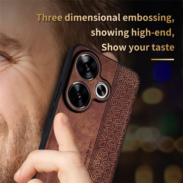 AZNS For Xiaomi Redmi Turbo 3 5G / Poco F6 5G Case PU Leather Coated TPU Imprinted Phone Cover - Black